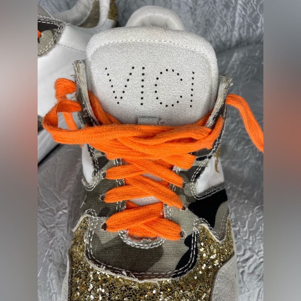 VICI Camo gold sparkle white sneakers with orange laces - Picture 10 of 12